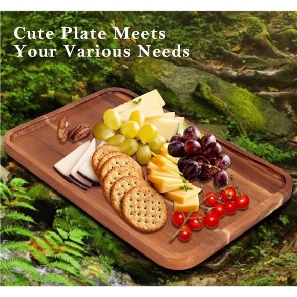 Large Wooden Serving Platter Charcuterie Board Acacia Wood Cheese Snack Tray - Picture 4 of 8